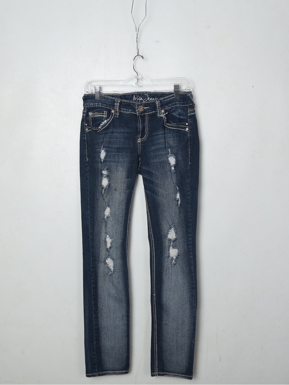 Ariya Dark Blue Distressed Skinny Jeans